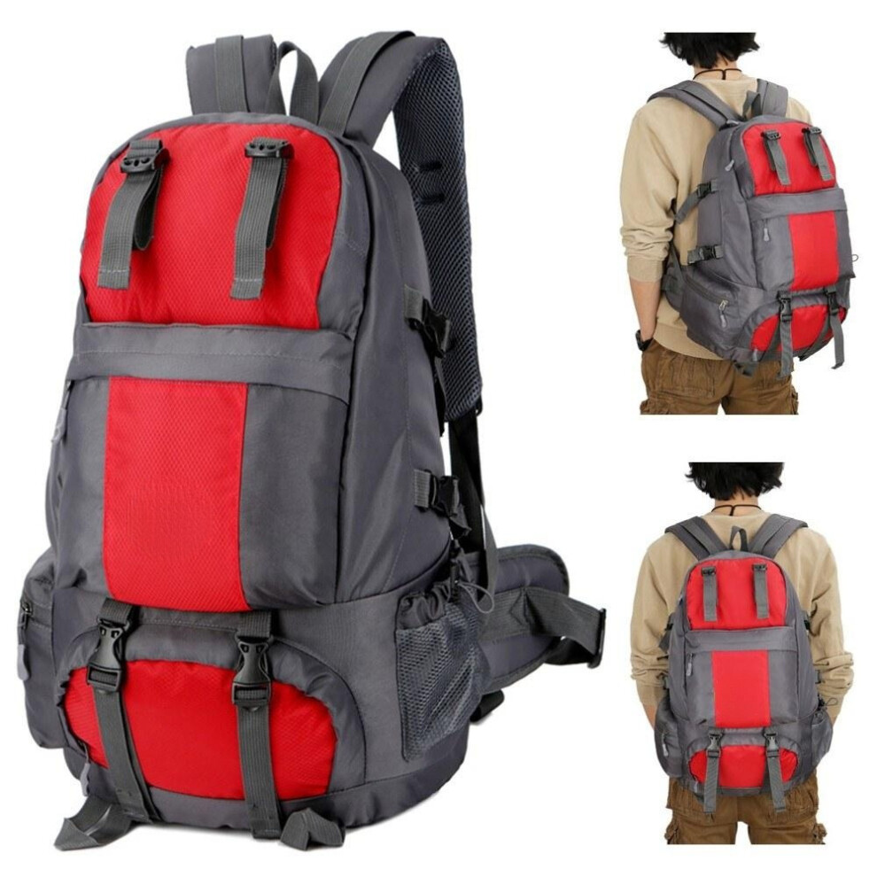 (Red) 50L Hiking Backpack Waterproof Outdoor Sport Travel Daypack Bag