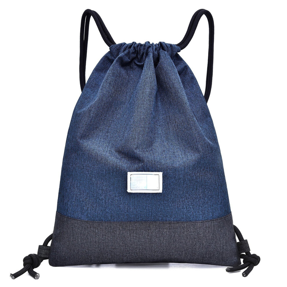 (Dark Blue) Water-resistant Drawstring Backpack Bag