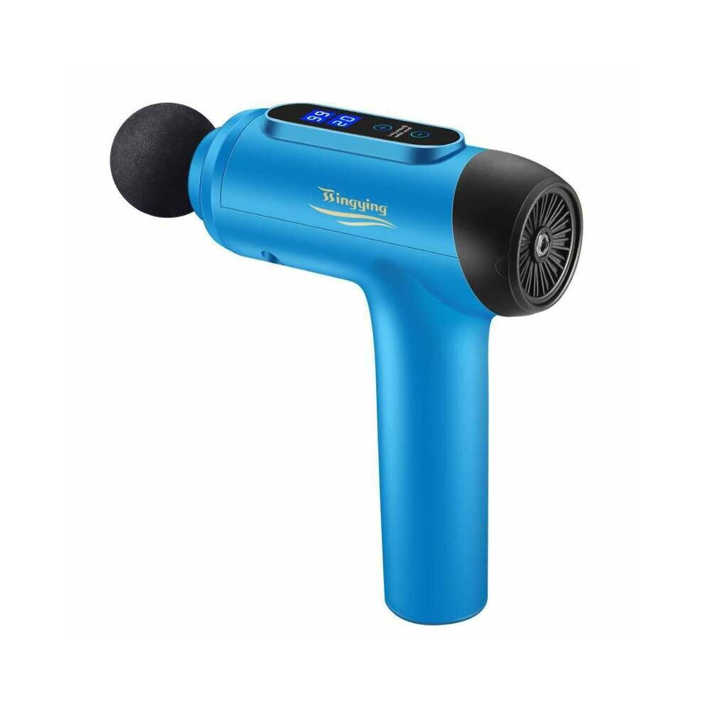 (Blue, US Plug) LCD Display Deep Tissue Massager 20 Speed 6 Modes Rechargeable Deep Muscle Massager Handheld Percussion Physiotherapy