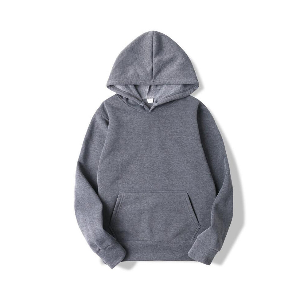 (Dark Grey, S) Casual Sweatshirts Solid Color Hoodies Sweatshirt Tops For Men'S