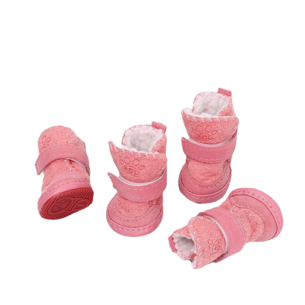 (pink, L) 4pcs Pet Winter Warm Shoes Boots Puppy Cotton Blend Winter Snow Warm Walking Boots Fancy Dress up Winter Puppy Cats Warm Boots