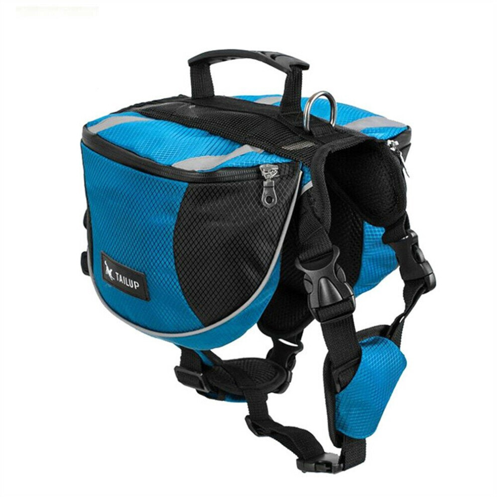 (Blue, M) Outdoor Large Dog Bag Carrier Backpack Saddle Bags Camouflage Big Dog Travel Carriers for Hiking