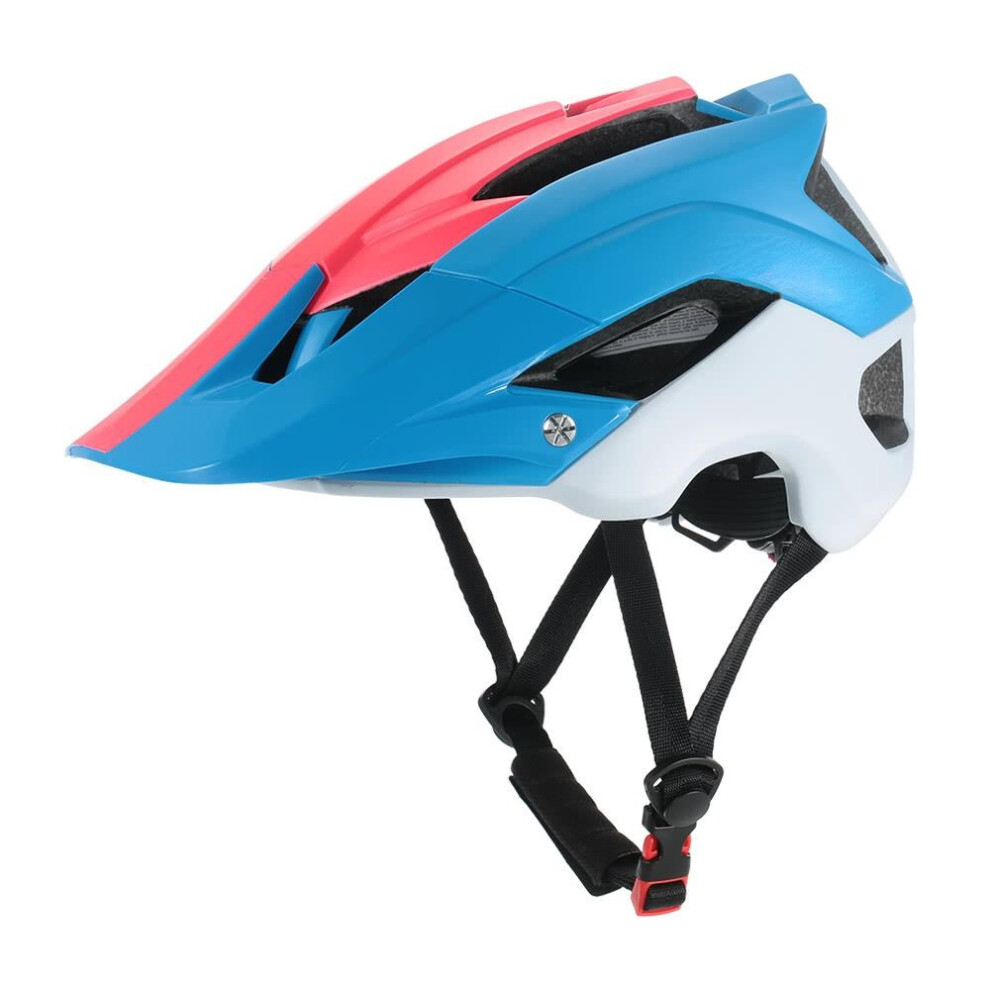 (Blue+White+Red) Ultra-lightweight Mountain Bike Cycling Bicycle Helmet Sports Safety Protective 13 Vents