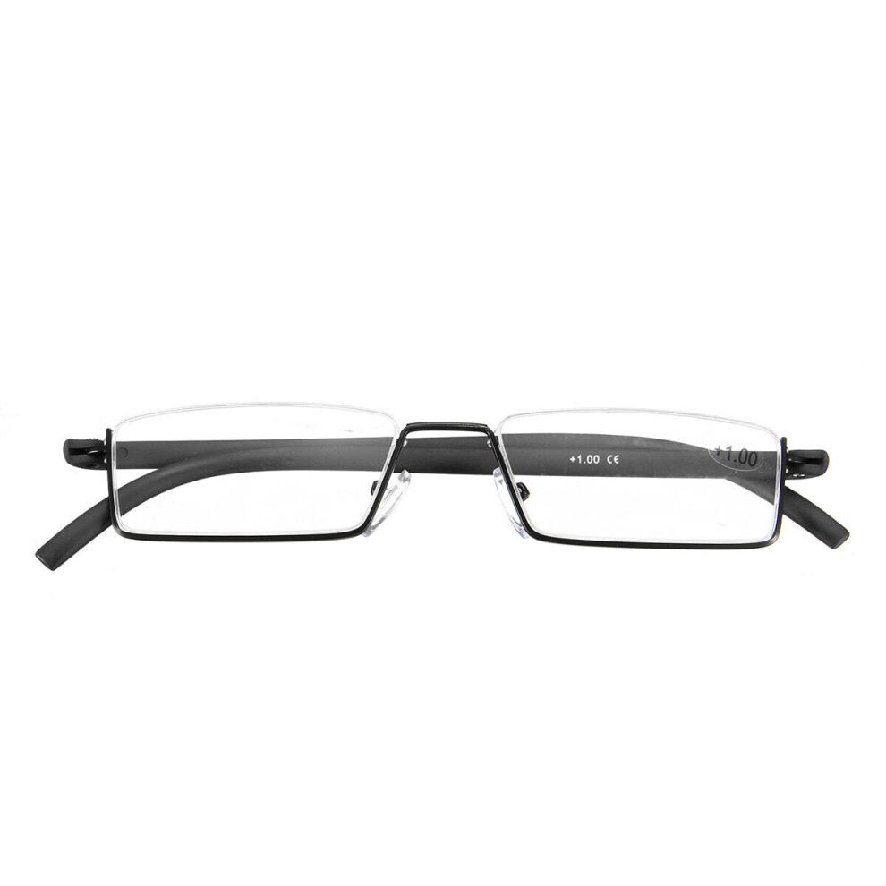 (Black, 3) Flexible Reading Glasses Colorful Half Rim Presbyopic with Case