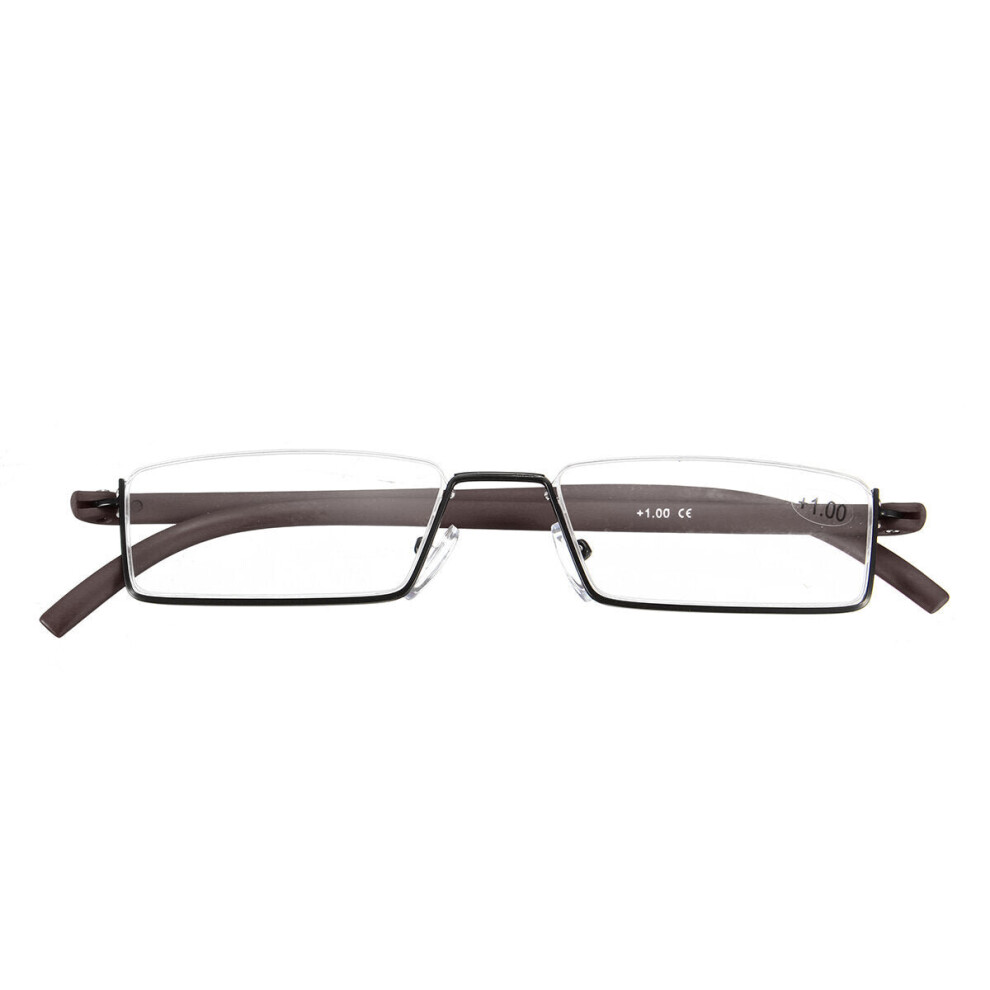 Greenzech (Brown, 4) Flexible Reading Glasses Colorful Half Rim Presbyopic With Case
