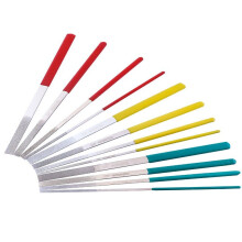 (140#Red, 8mm) 12Pcs 180mm Flat Files Diamond Alloy Oblique Rasp File Set For Jewelers Stone Polishing Repair Tools