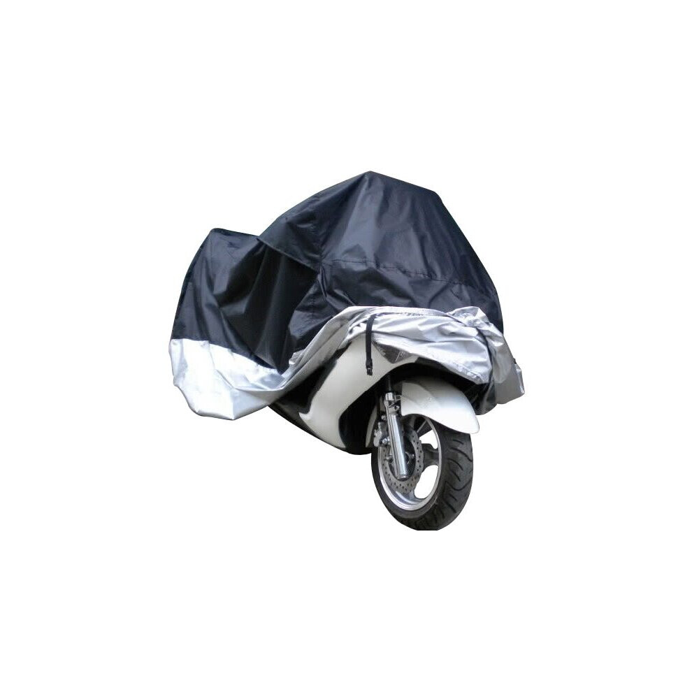 ( To L) Motorcycle Bike Moped Scooter Cover Waterproof Rain Uv Dust Prevention Dustproof Covering Black/Silver 3654657614201