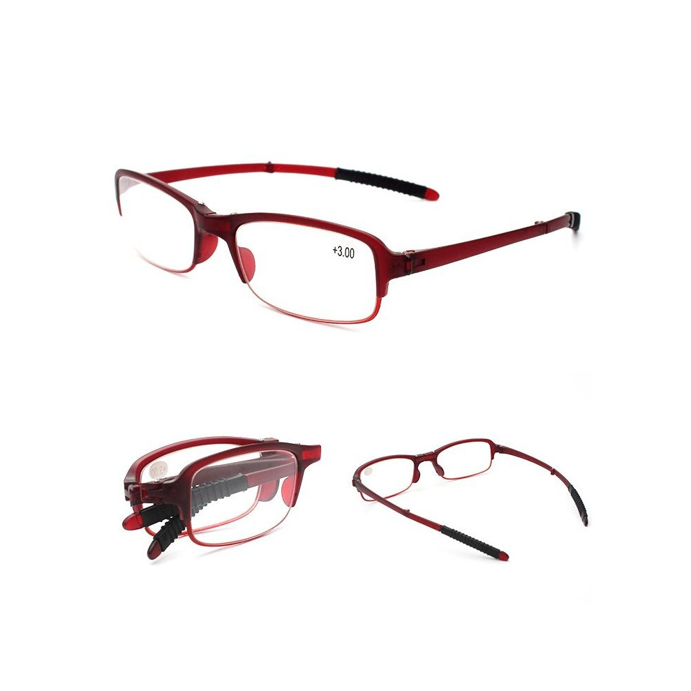 (Red, 2.5) Light Weight Folding Reading Glasses Magnifying Fatigue Relief