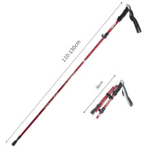 (Red 110-130) Anti Shock Walking Stick Telescopic Trekking Ultralight Aluminum Alloy Tactical Canes Sticks