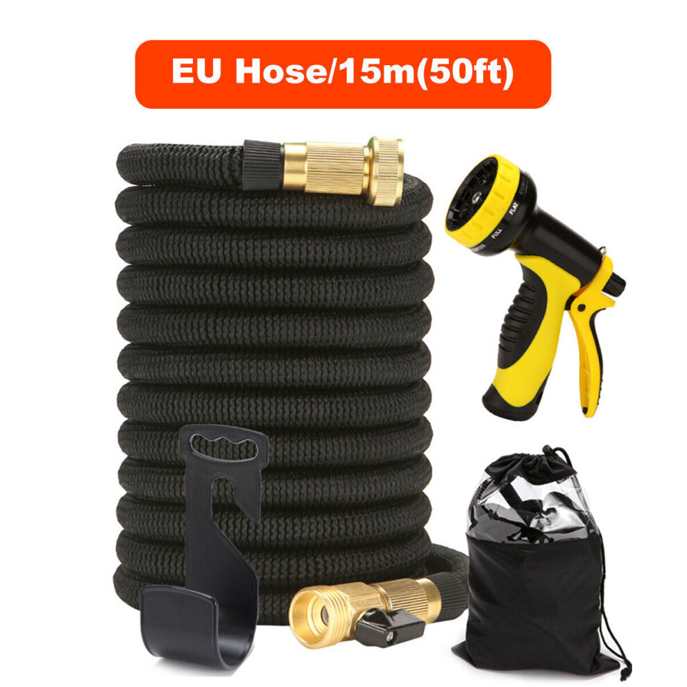 (15m EU) Expandable Garden EU/US Hose Durable Flexible Lightweight Water Spray