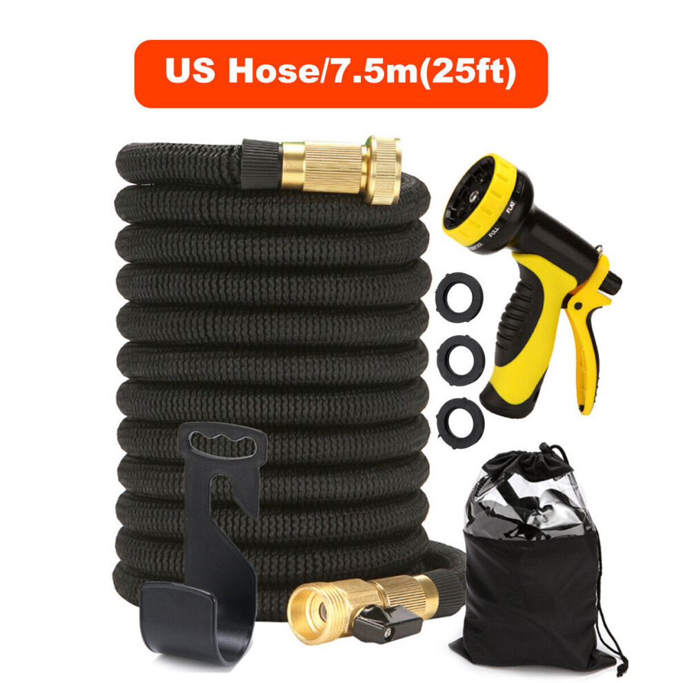 (7.5m US) Expandable Garden EU/US Hose Durable Flexible Lightweight Water Spray