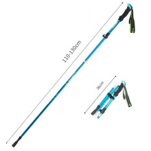 (Skyblue 110-130) Anti Shock Walking Stick Telescopic Trekking Ultralight Aluminum Alloy Tactical Canes Sticks