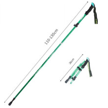(Green 110-130) Anti Shock Walking Stick Telescopic Trekking Ultralight Aluminum Alloy Tactical Canes Sticks