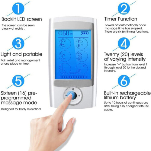 Rechargeable Tens Machine Digital LCD Therapy Acupuncture Massager 2