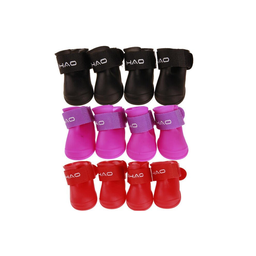 (Purple, L) Cartoon Dog Shoes Jelly Waterproof Rain Boots VIP Teddy Dog Rain Boots Pet Dog Shoes Supply