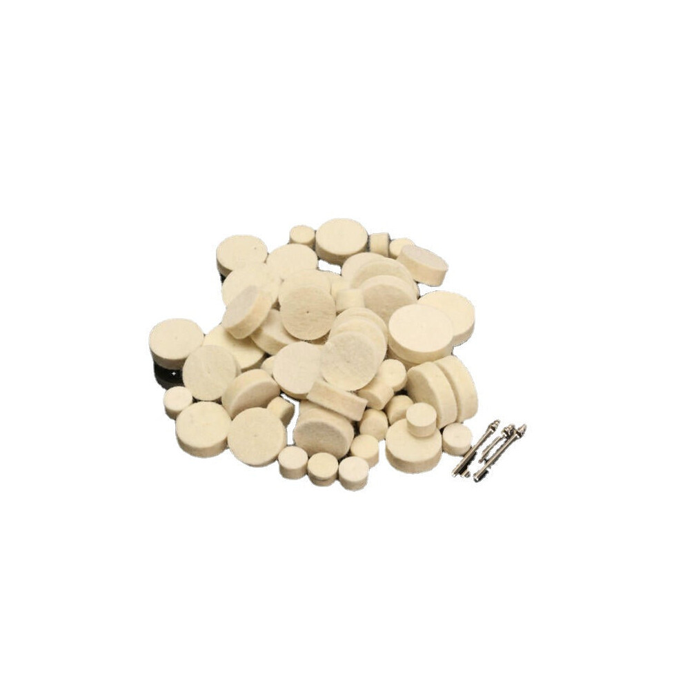 60Pcs Felt Polishing Wheel Buffer Pad With 3 Mandrel For Rotary Tools 6112211917344