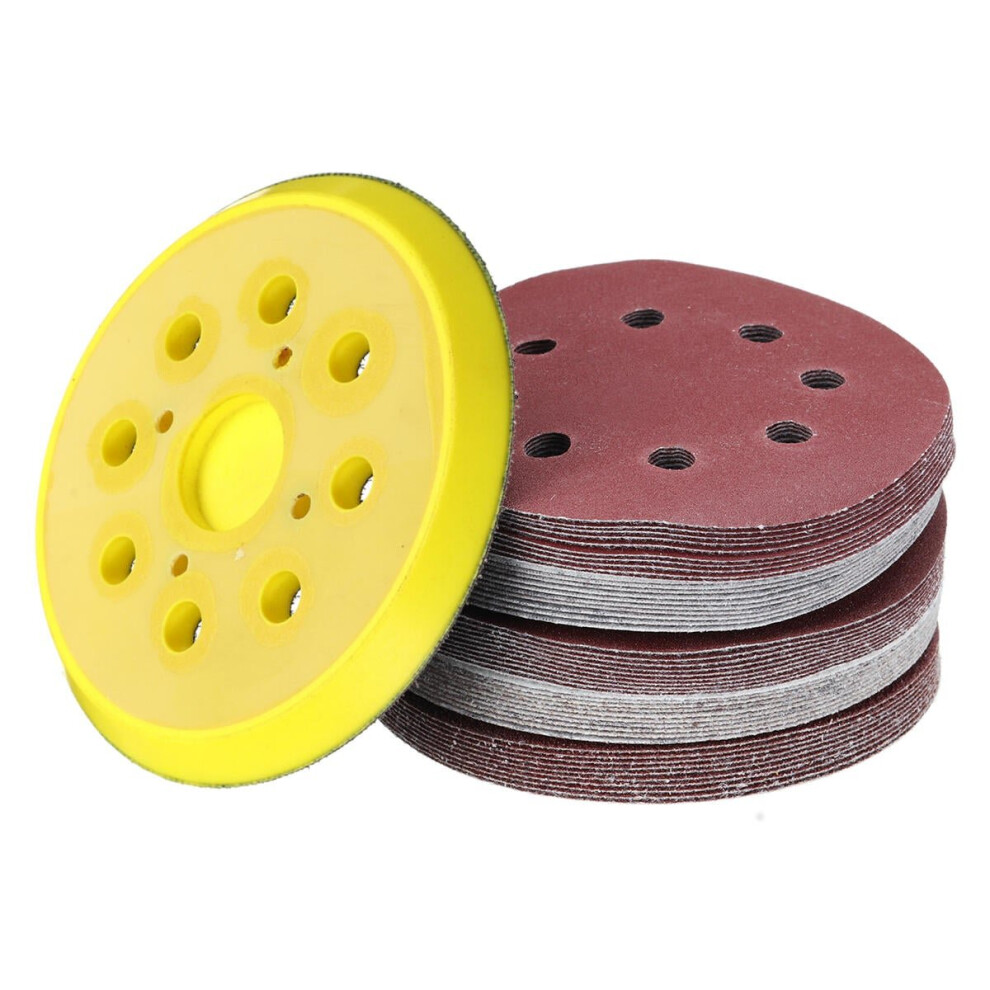 50Pcs 125Mm 60-240 Grit Sanding Sheet 8 Hole Pads Sandpaper With Polishing Pad 3654659282194