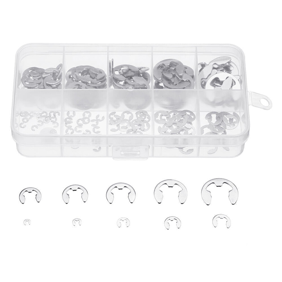 Stainless Steel E-Clip External Retaining Snap Ring 1.5-10Mm Assortment Set 120Pcs 3654659430182