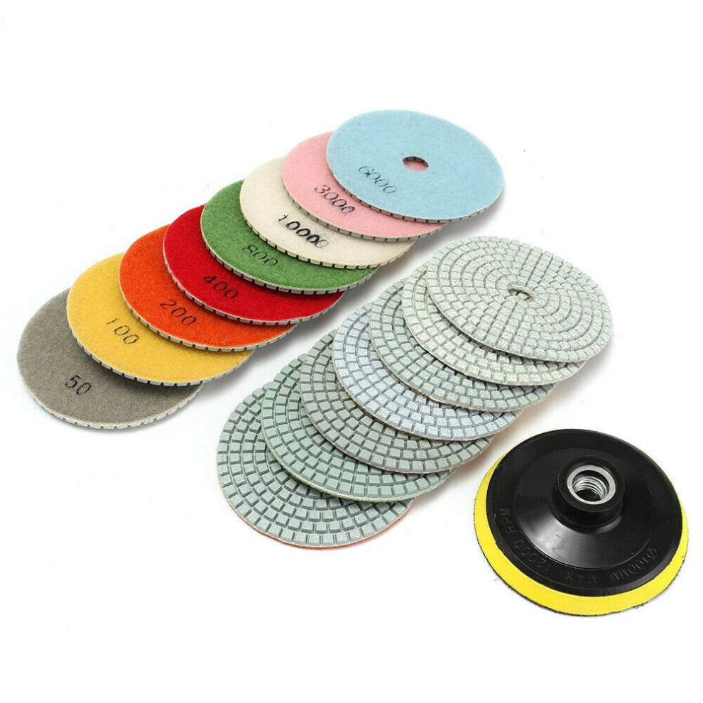 16pcs 4 Inch 50 to 10000 Grit Diamond Polishing Pad for Granite Stone Concrete Marble