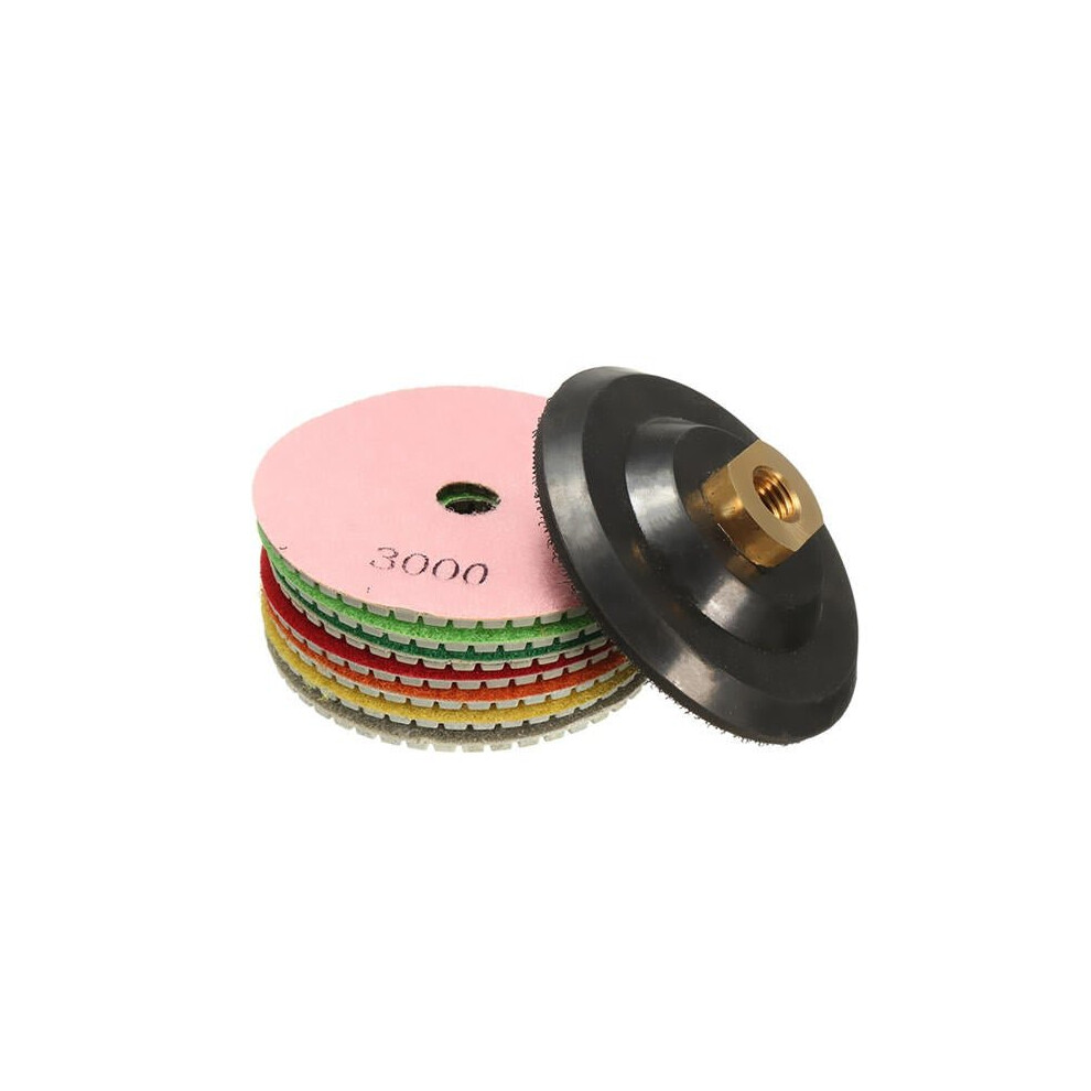 8Pcs 4 Inch Polishing Pads Set 50-3000 Grit 100Mm Dry Diamond Polishing Pads With Backer 3654659284518