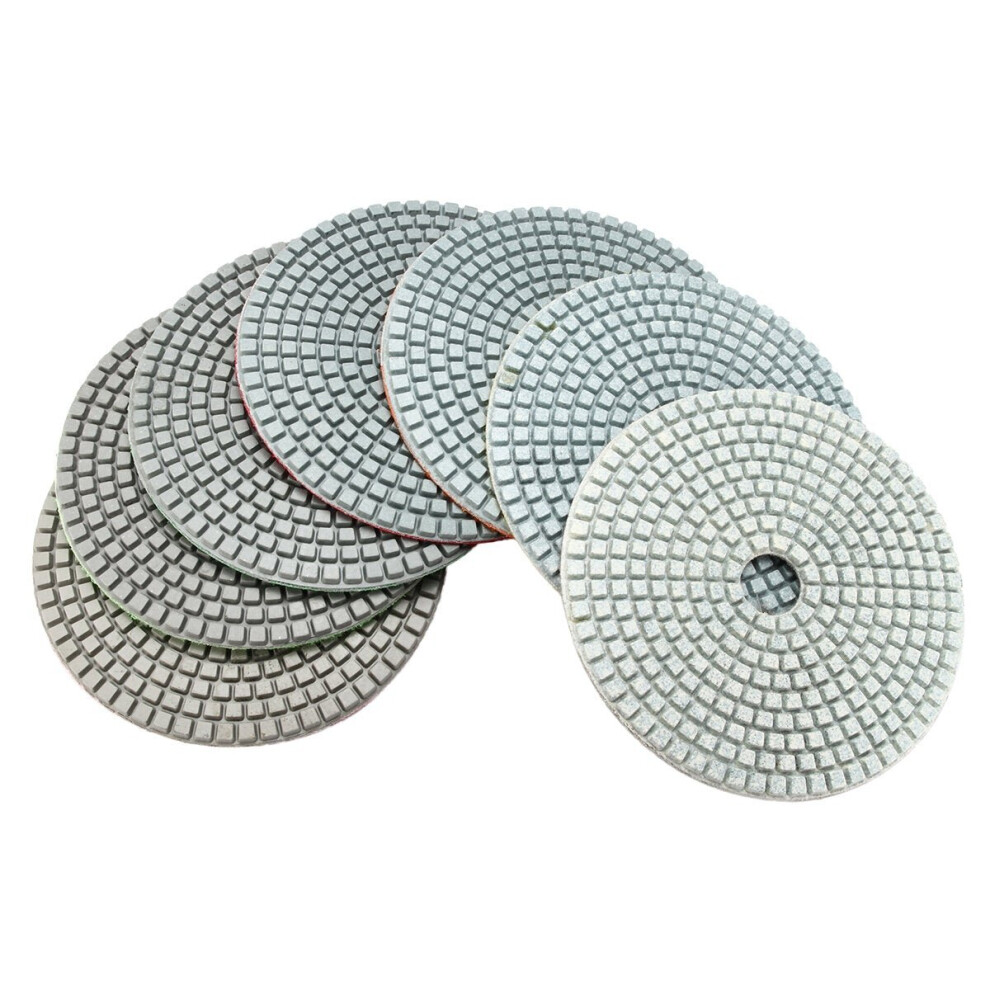 7pcs 5 Inch 50-3000 Grit Diamond Polishing Pad Sanding Disc for Marble Concrete Granite Glass