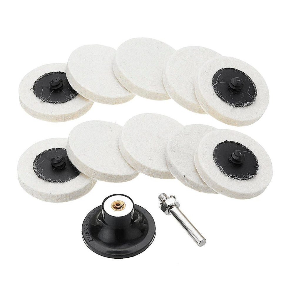 2 Inch Sanding Polishing Disc Pad Holder With 10pcs Wool Pads For Rotary Tool