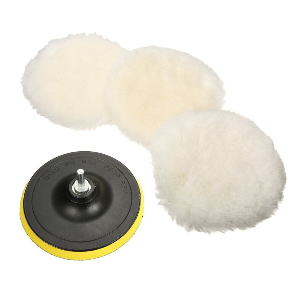 4pcs 6 Inch Polishing Buffer Pad Polishing Bonnets Lambs Wool With M14 Drill Adapter