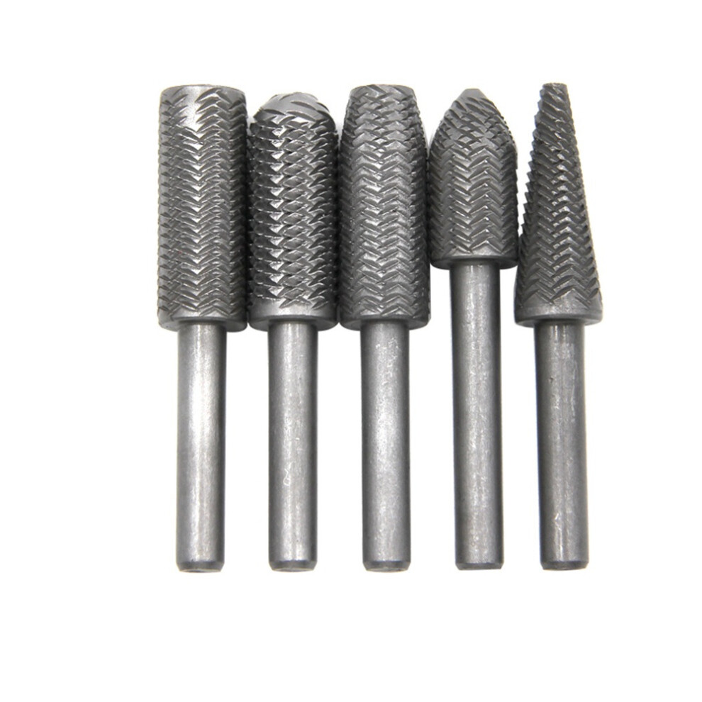 5pcs 6mm Shank Rotary Rasp Carbide Burr Rotary Cutter File wood working Metal Trimming Set Metal Polishing Repair Tool