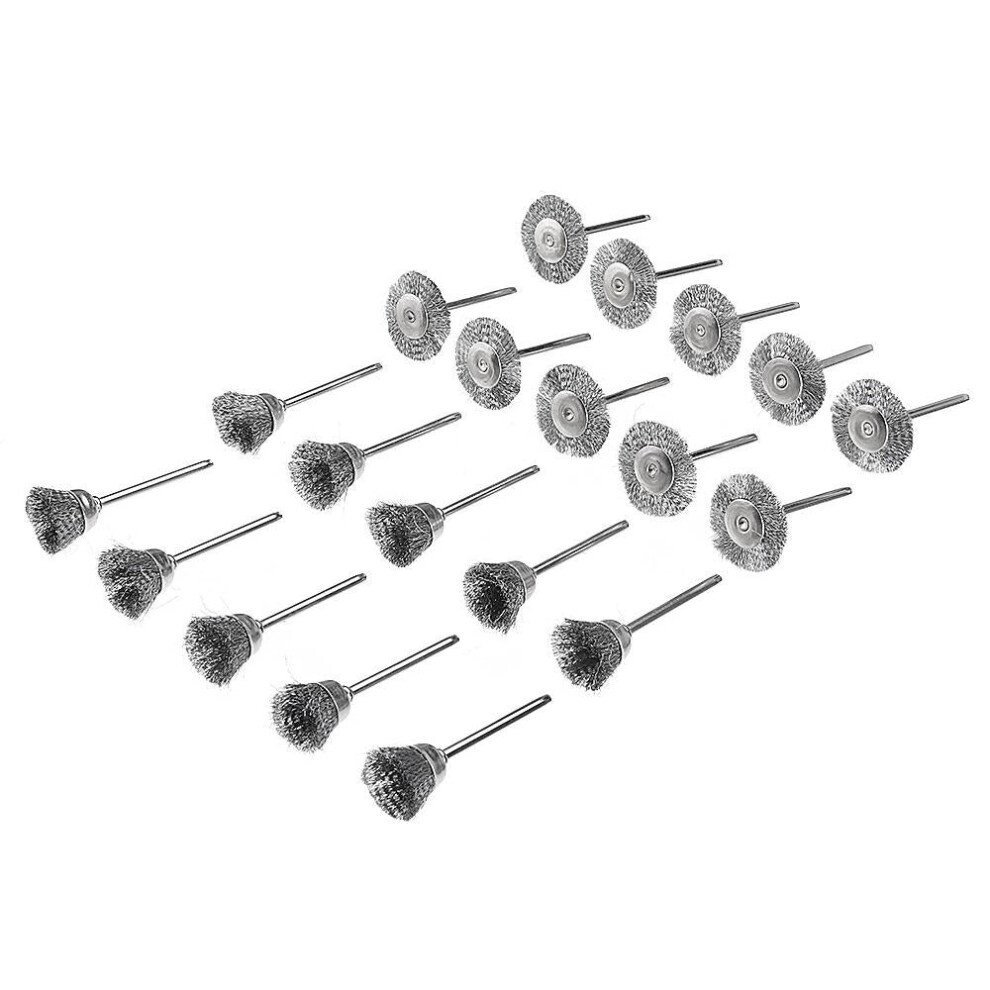 20pcs Stainless Steel Wire Brush Set Cleaner Polishing Brushes Cup Wheel For Dremel Rotary Tool