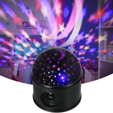 (Black starry) LEDs Ball Light Projector Light BT Music Speaker Player 360 Rotation Projector for Bedroom DJ Party Lamp USB Powered Projector Night Light