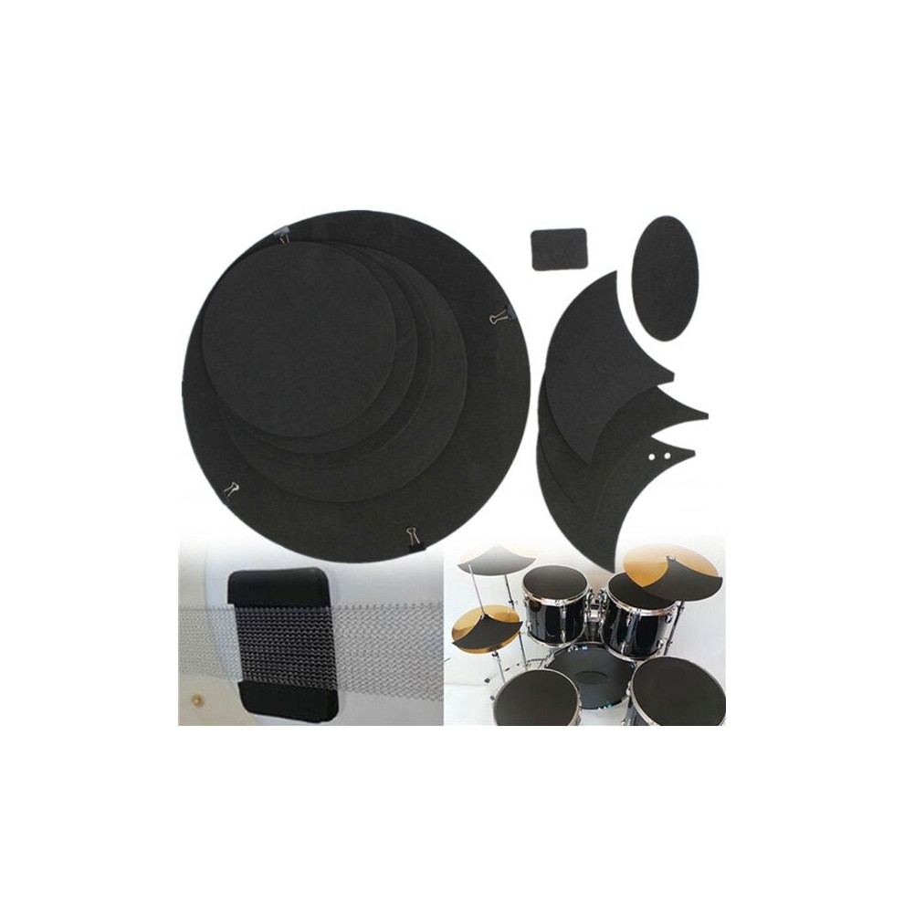 10Pcs Bass Snare Drum Sound off Mute Silencer Drumming Rubber Practice Pad Set