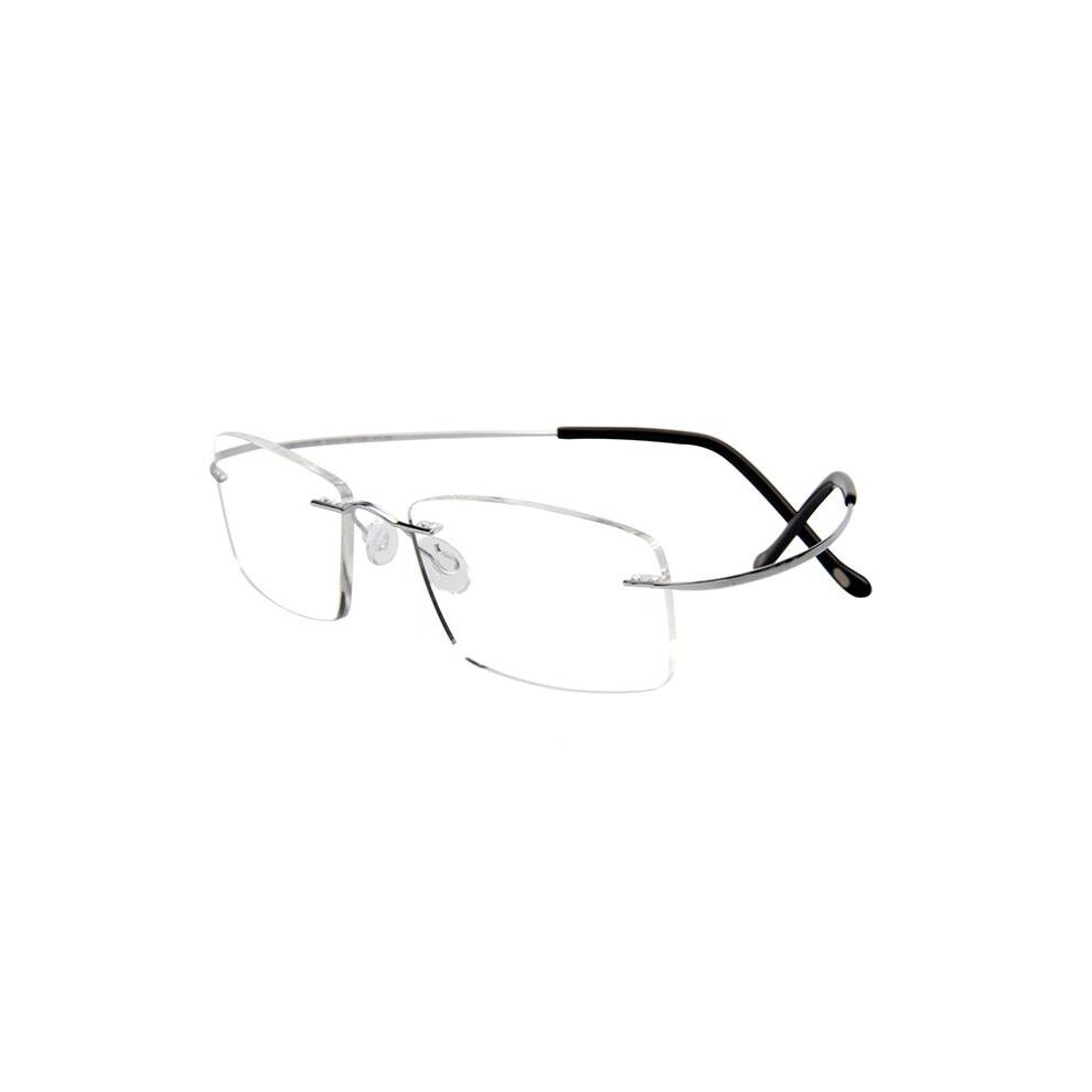 (Silver, 2) Reading Glasses Titanium Light Flexible Resin Presbyopic