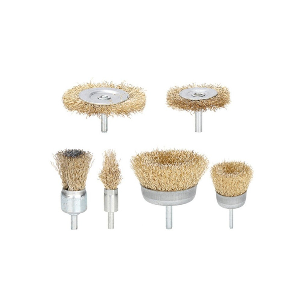 (6pcs) 6/7/9Pcs 6mm Shank Electric Grinder Wire Wheel Brush Drill Bit Brass Coated Wire Brush Set For Removal Rust Corrosion Metal Polishing Wheel