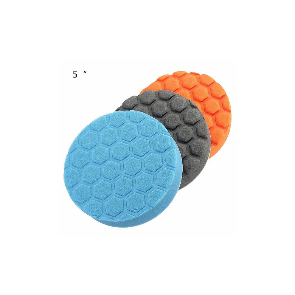 (5 Inch) 3pcs 4/5/7 Inch Buff Polishing Pad kit for Car Polisher