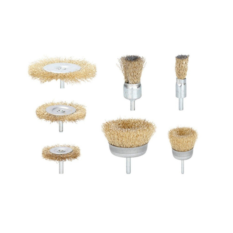 (7pcs) 6/7/9Pcs 6mm Shank Electric Grinder Wire Wheel Brush Drill Bit Brass Coated Wire Brush Set For Removal Rust Corrosion Metal Polishing Wheel