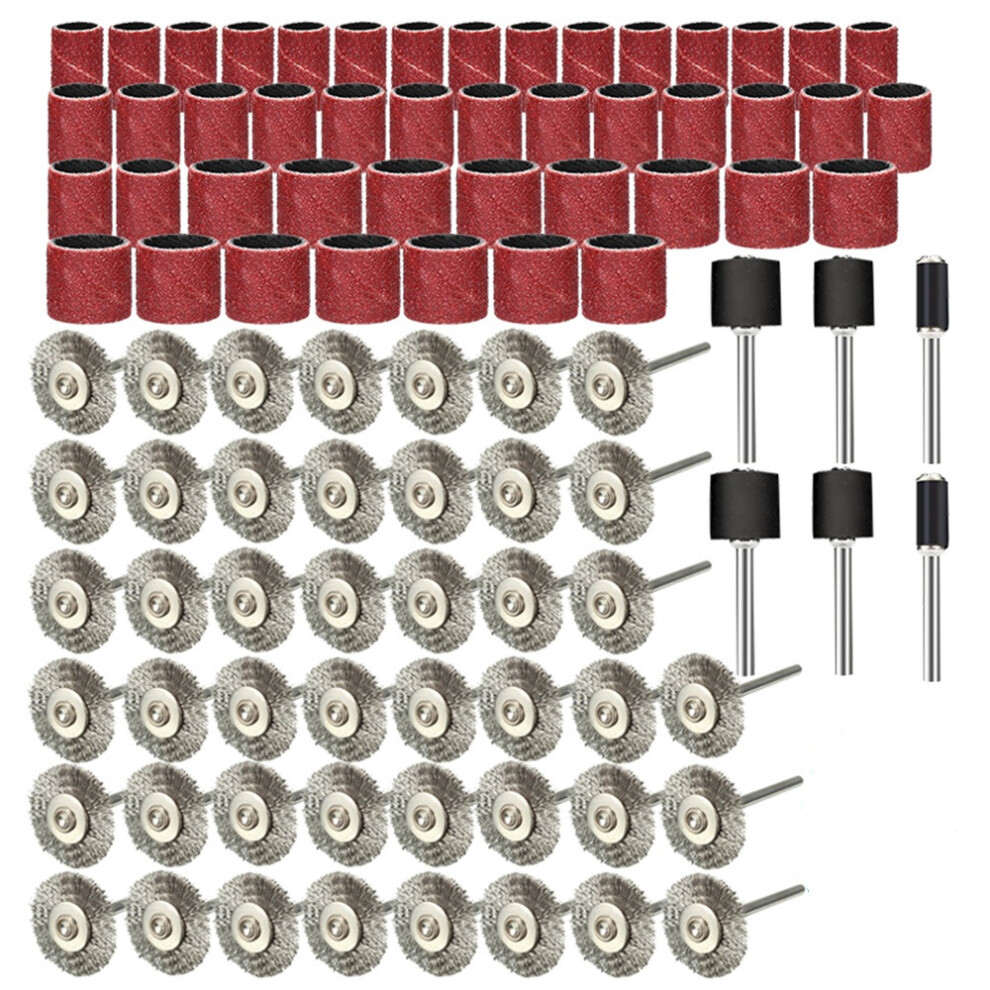 96Pcs Electric Rotary Tool Accessories Set Sandpaper Bands Steel Wire Wheel Brushes Metal Polishing Grinding Tool