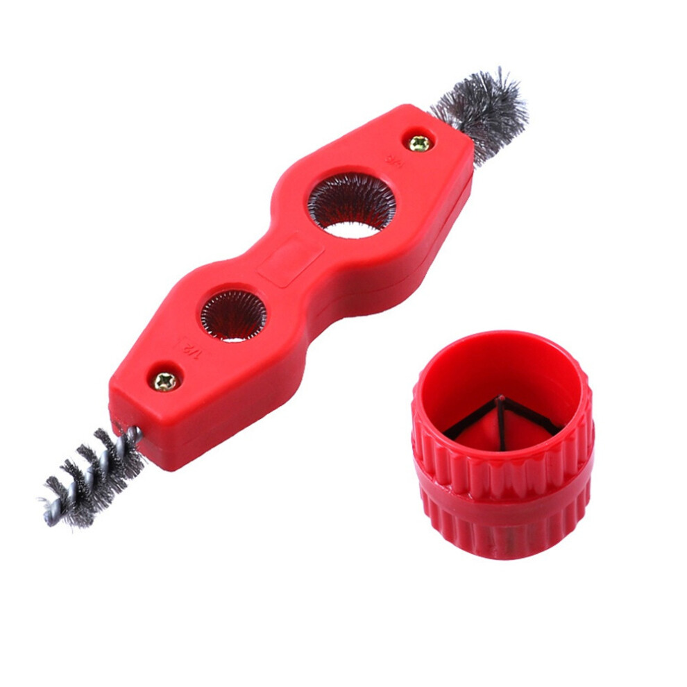 (A: 1 Set) 4 in 1 Copper Tube Polishing Chamfering Set Double-ended Pipe Cleaning Brush Test Tube Wire Brush Cleaning Polishing Tool