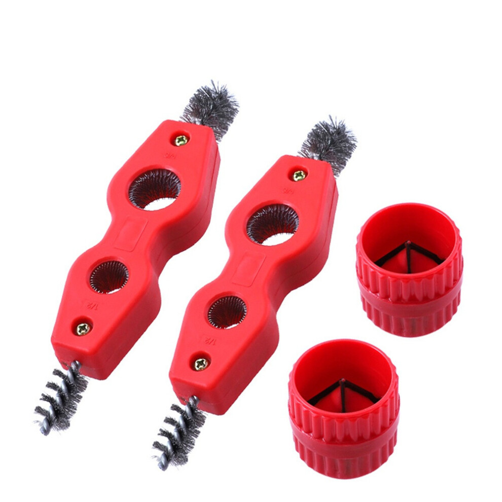 (B: 2 Set) 4 in 1 Copper Tube Polishing Chamfering Set Double-ended Pipe Cleaning Brush Test Tube Wire Brush Cleaning Polishing Tool
