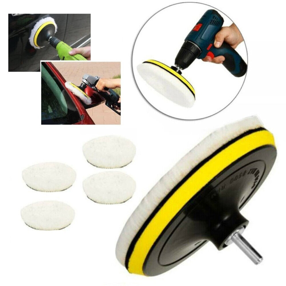 5-piece Set of Artificial Wool Waxing Cleaning Wool Pad Sponge Self-adhesive Polishing Disc for Mirror Polishing of Car Sofa Floor Glass