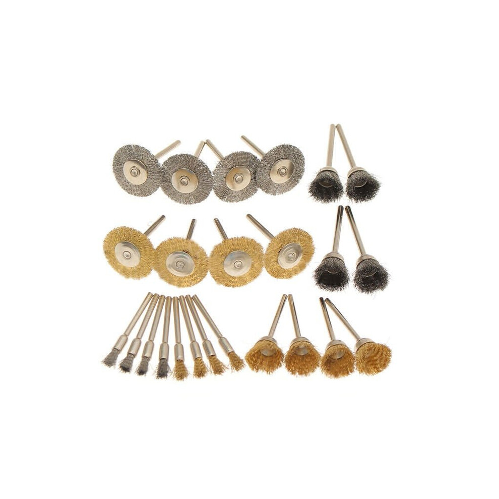 24pcs Wire Steel Brass Brushes Set Polishing Brush Wheels for Dremel Rotary Tool
