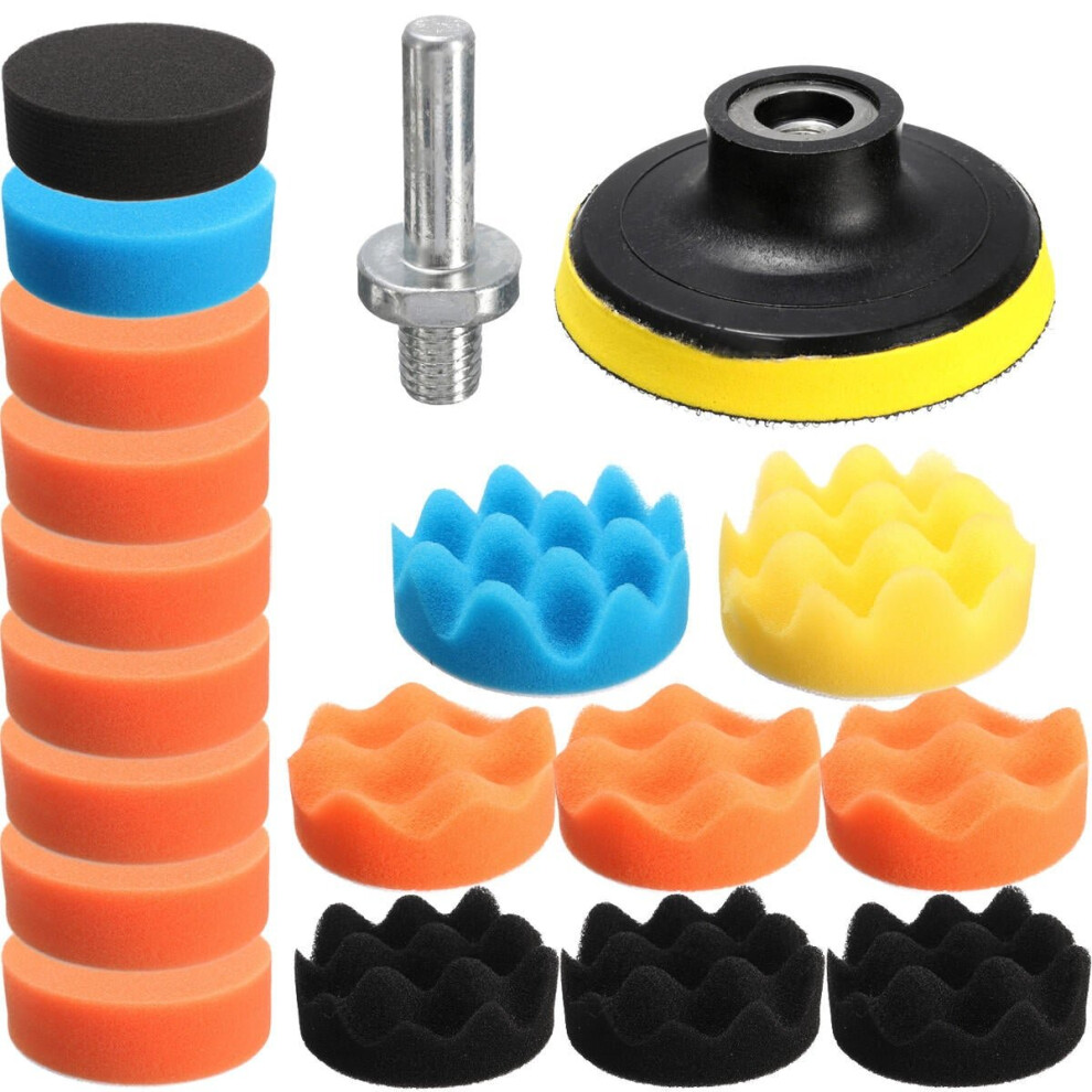 19Pcs 80Mm Flat Sponge Buff Buffing Pad Polishing Pad Kit Set 3654659278258