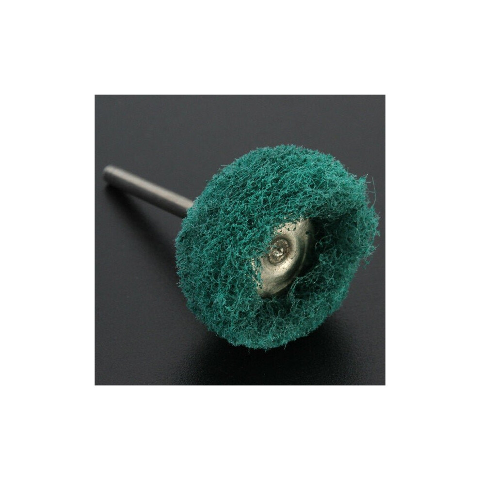 (Green) Polishers Buffers Abrasive 3Mm Shank Scouring Pad Grinding Head Fits For Dremel 3654659231826