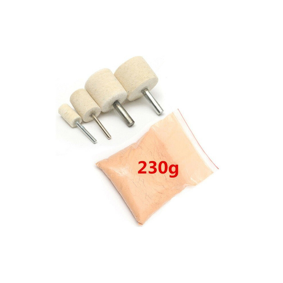 Polishing Kit 230g Cerium Oxide Polishing Powder with 4pcs Polishing Wheels