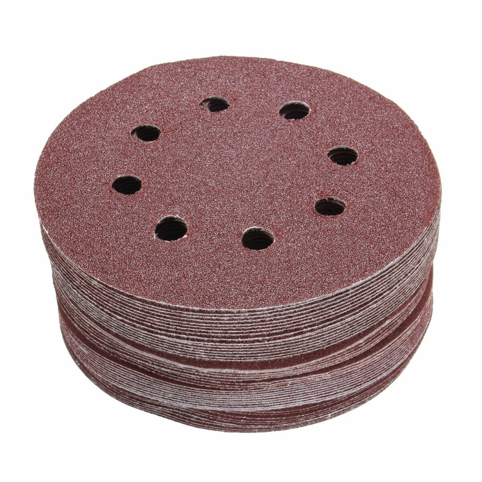 (80) 50pcs 5 Inch 8 Hole Sandpaper 80/120/180/240/320 Grit Sanding Disc Polishing Tool