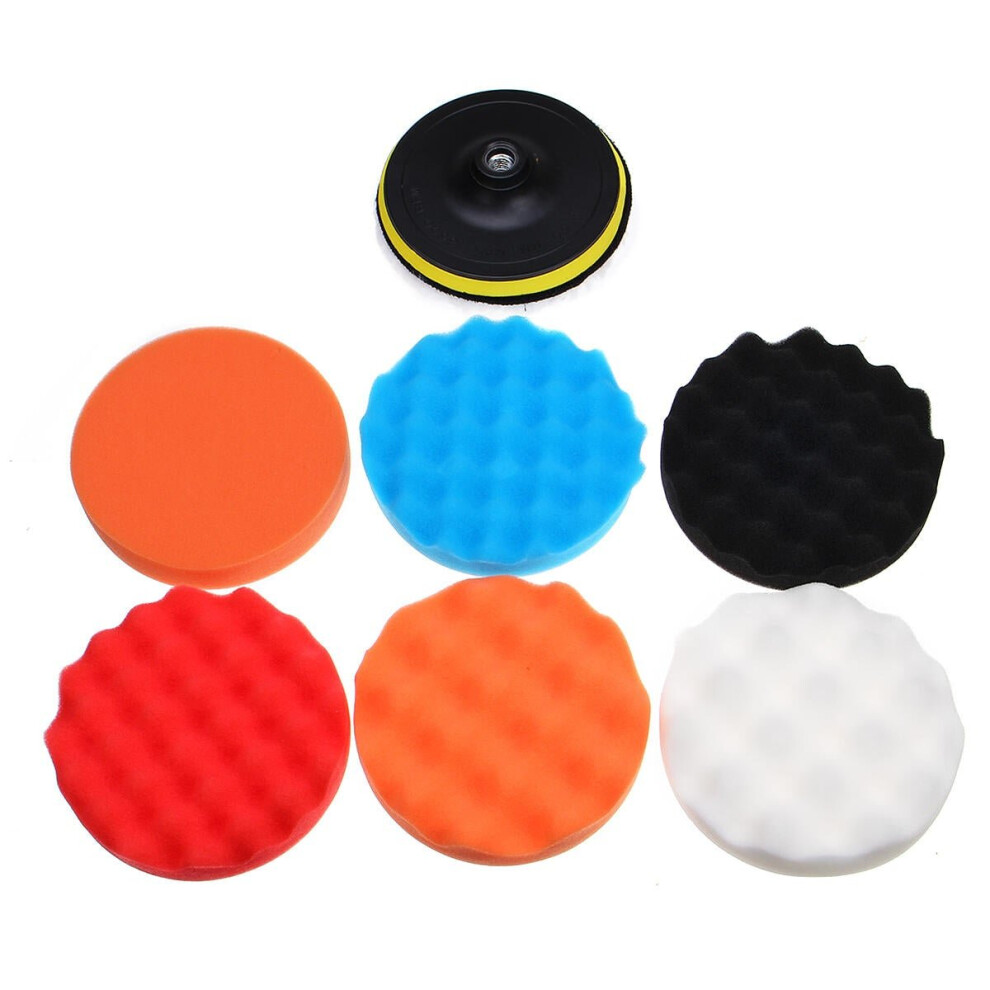 (6 Inch) 9Pcs 6 Inch 7 Inch Sponge Buffing Polishing Pad Buffer Kit For Electric Auto Polishers 3654659058515