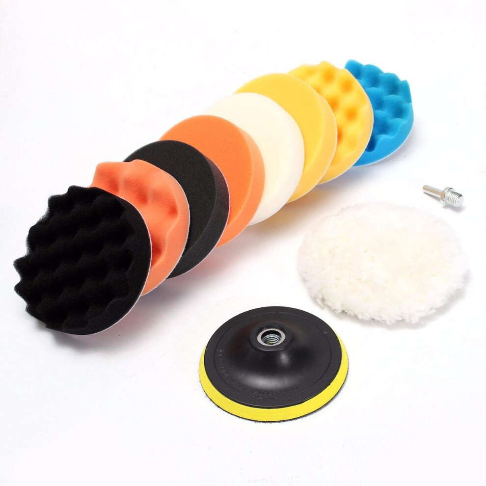 11Pcs 5 Inch Sponge Buffing Polishing Waxing Pad Kit For Polisher Drill Adapter 3654659276940
