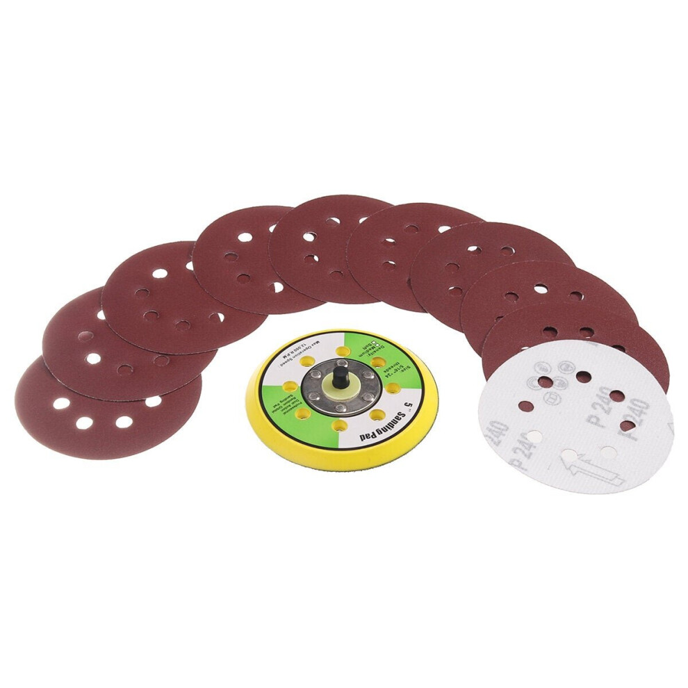 52Pcs Polishing Kit 8 Hole Disc Sandpaper 125mm Brushed Piece Air Milled Flocking Sandpaper Self-adhesive Sandpaper Set