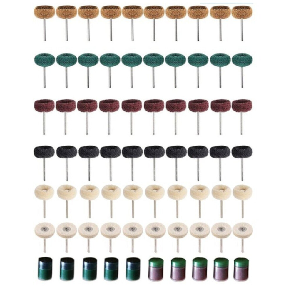 70Pcs 3mm Shank Wool Felt Grinding Sanding Head Abrasive Buffing Wheel Cotton Thread Polishing Brush