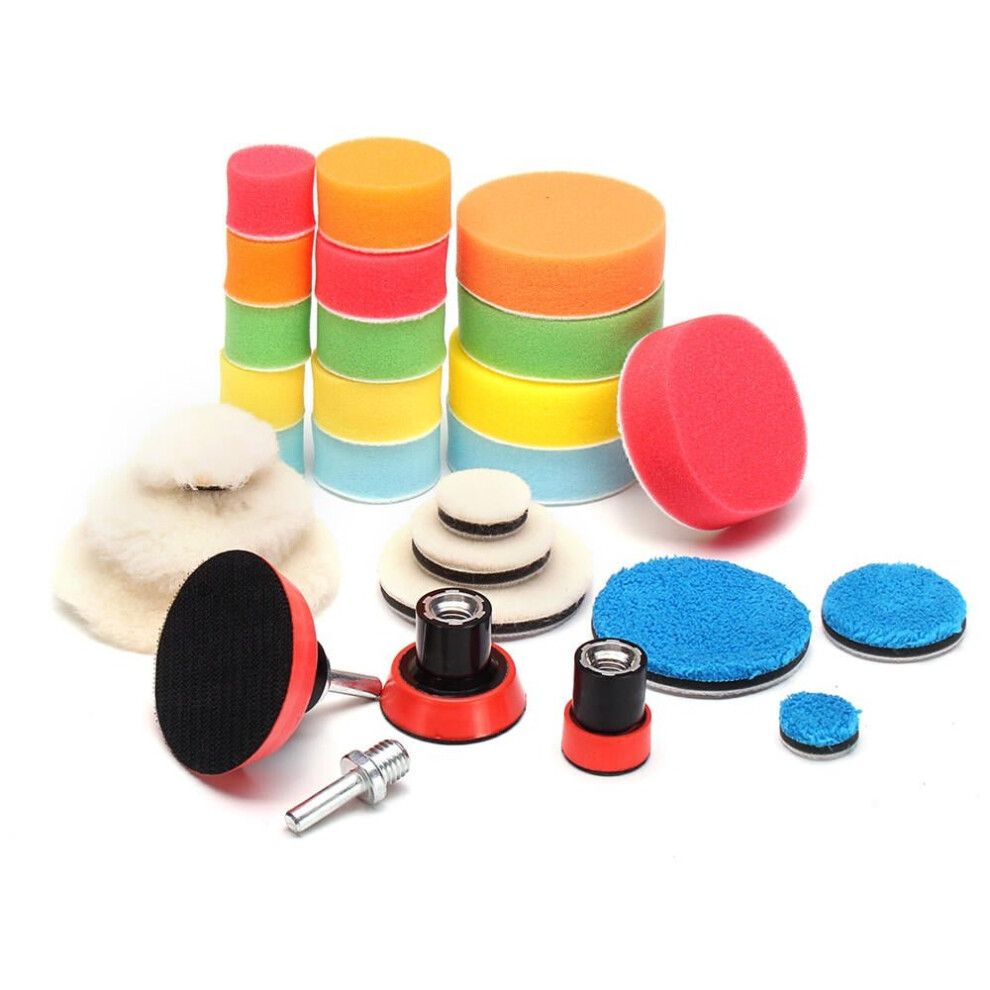 29Pcs Polishing Pad Kit With M14 Thread Back Pad And Adapter For Polishing Waxing 3654659443380