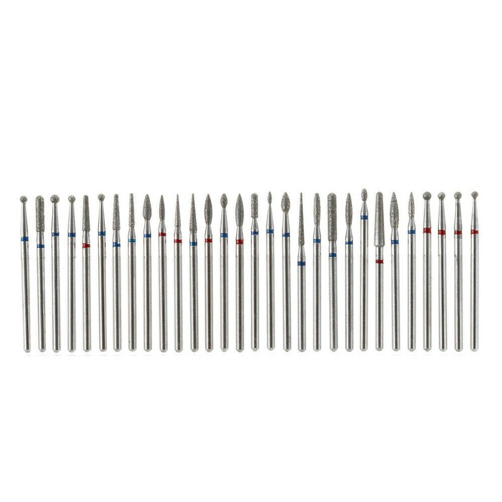 (B) 30Pcs Diamond Grinding Head Tungsten Carbide Grinding Polishing Bits for Nail